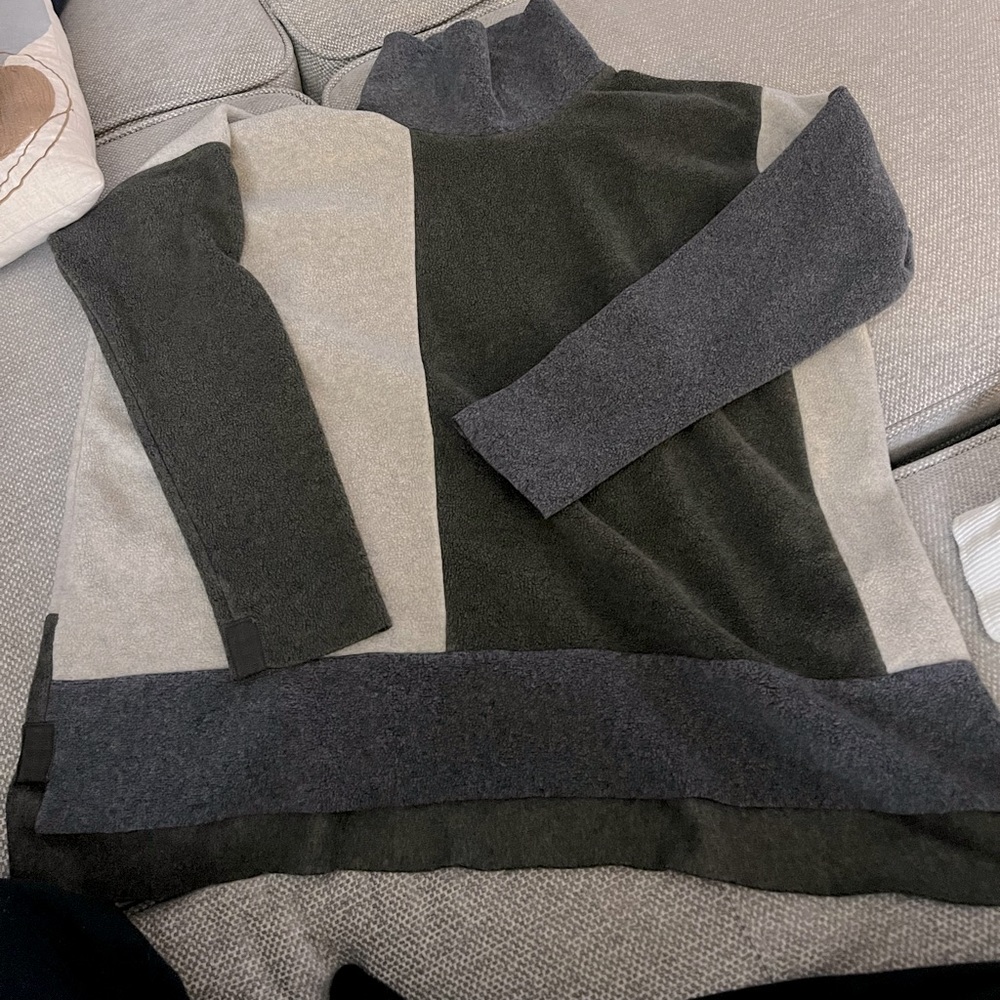 Henriette Steffensen Copenhagen Color Block Sweater | M | Blue + Grey + Green